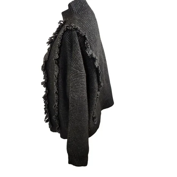 LOFT‎ Mock Neck Fringe Sweater Knit Pullover Textured Sparkle Womens Large L NWT - Picture 4 of 8